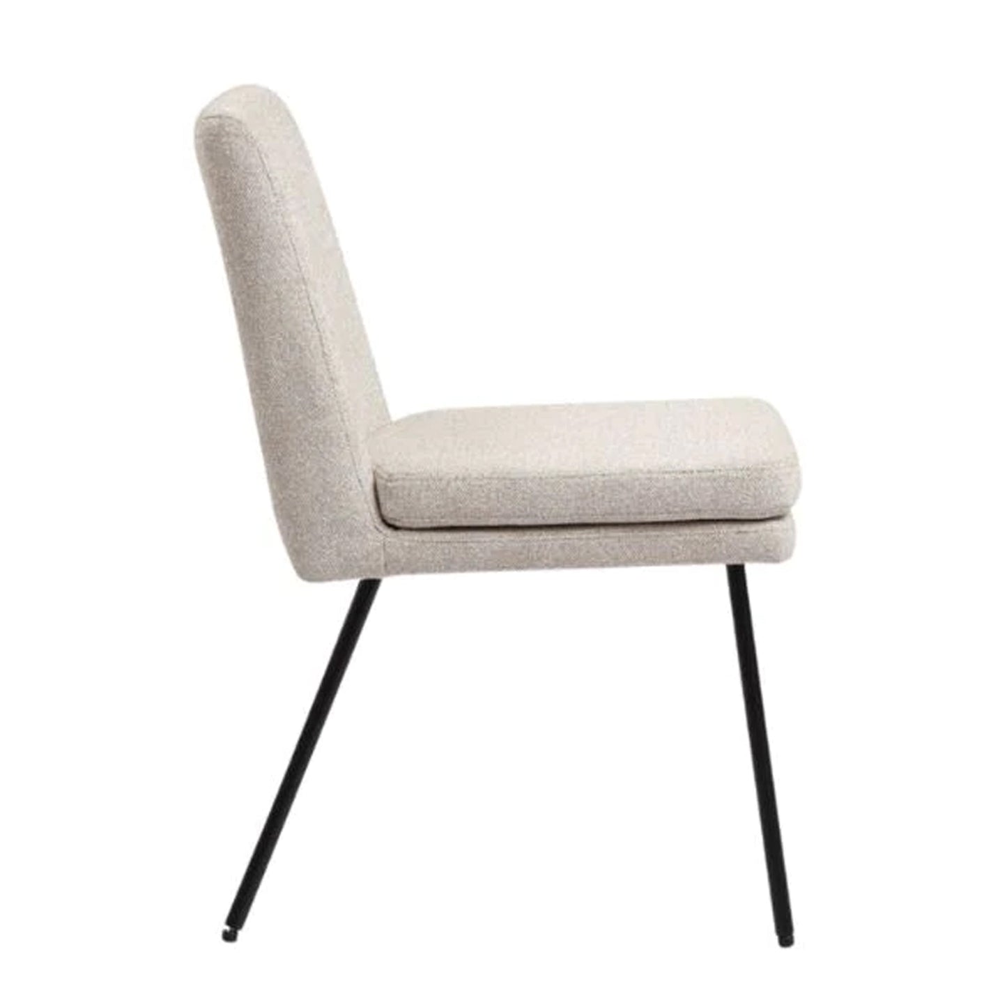Chaise de salle à manger tissée beige avec pieds noirs