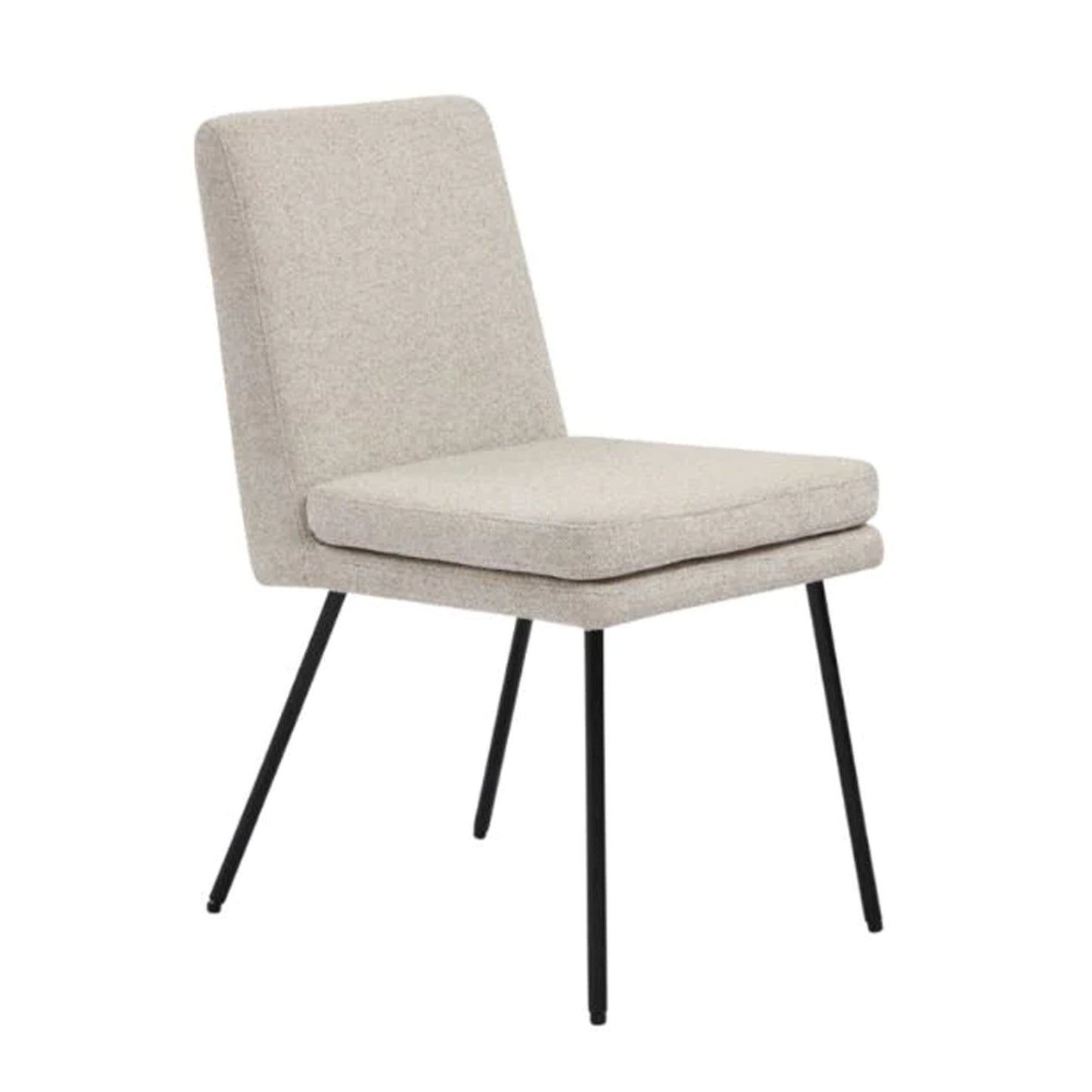 Chaise de salle à manger tissée beige avec pieds noirs