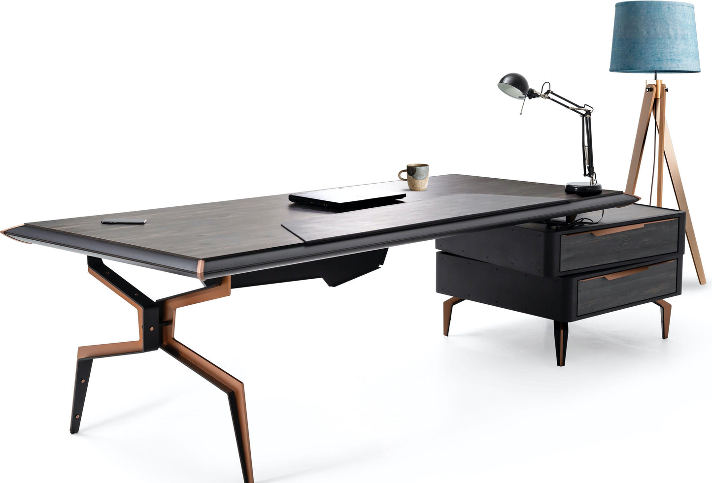 Table de direction Brooklyn avec table d'appoint/piédestal