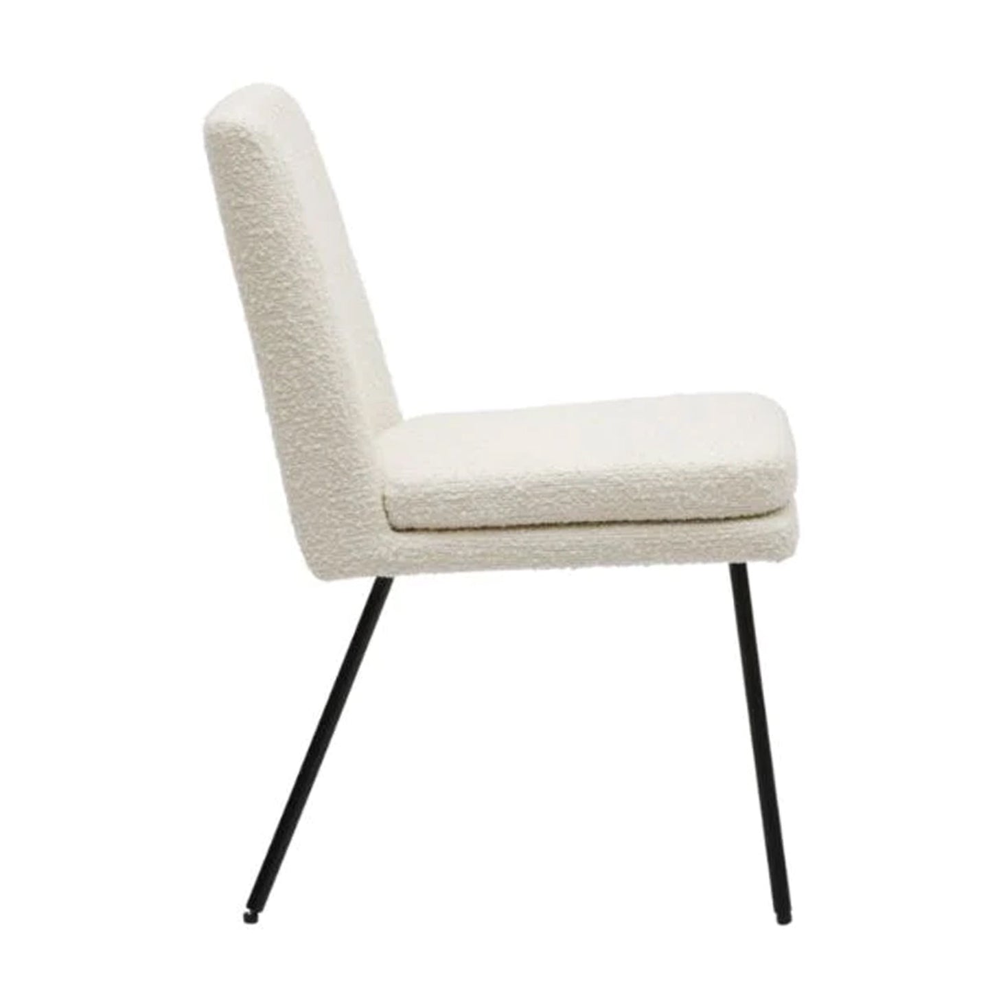 Chaise de salle à manger bouclée crème avec pieds noirs