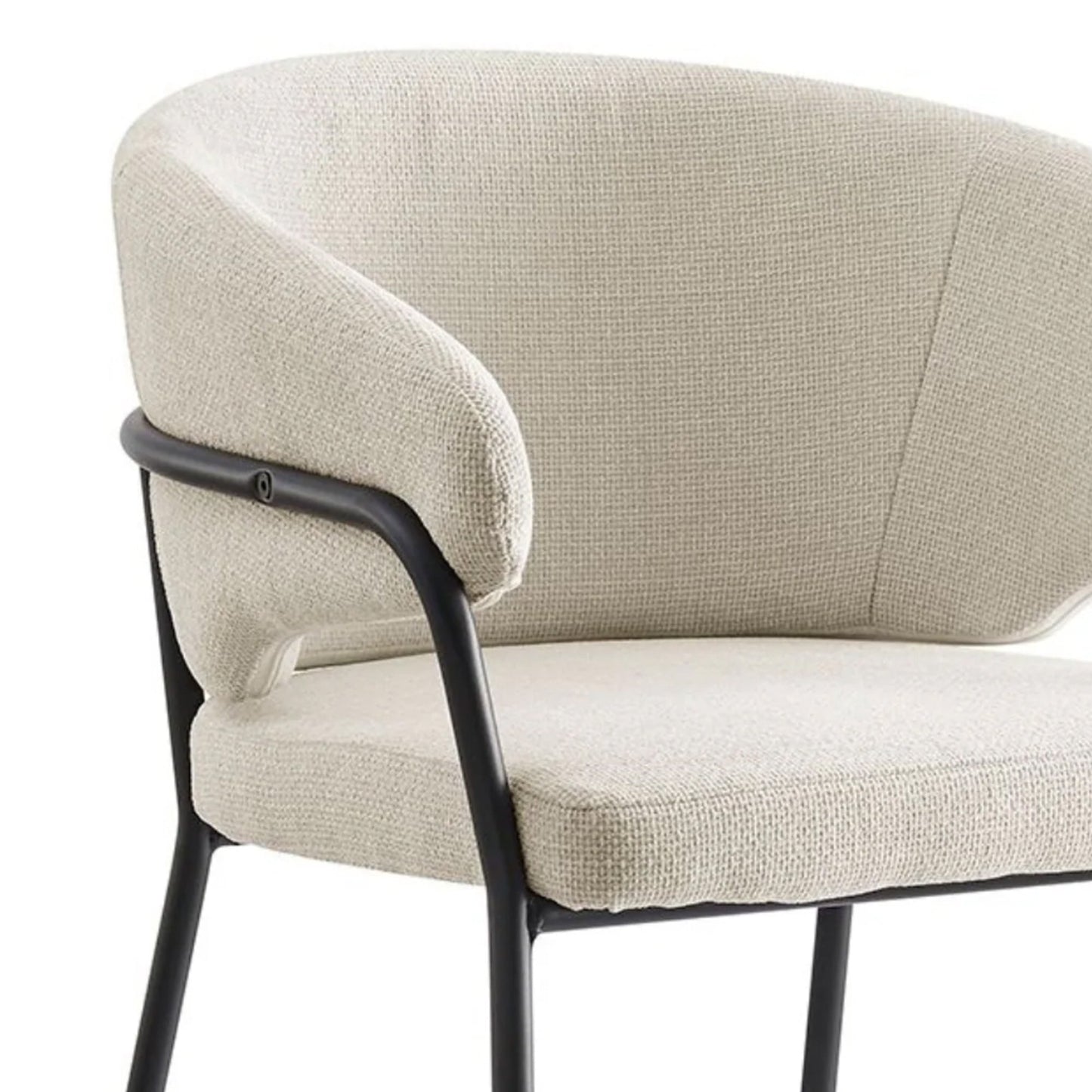 Chaise de salle à manger Capri en lin crème avec cadre noir élégant