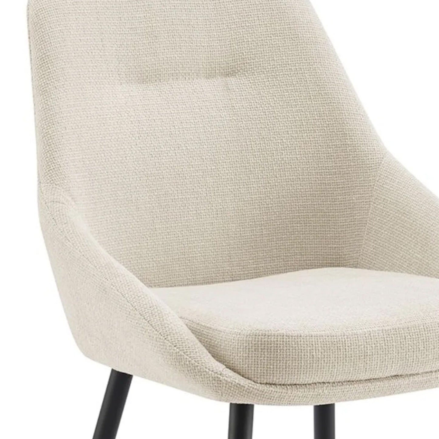 Chaise de salle à manger en lin crème sauge avec pieds noirs