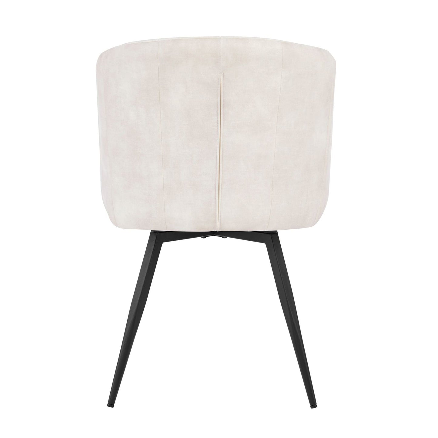 Chaise de salle à manger Arlo en velours crème avec pieds pivotants noirs