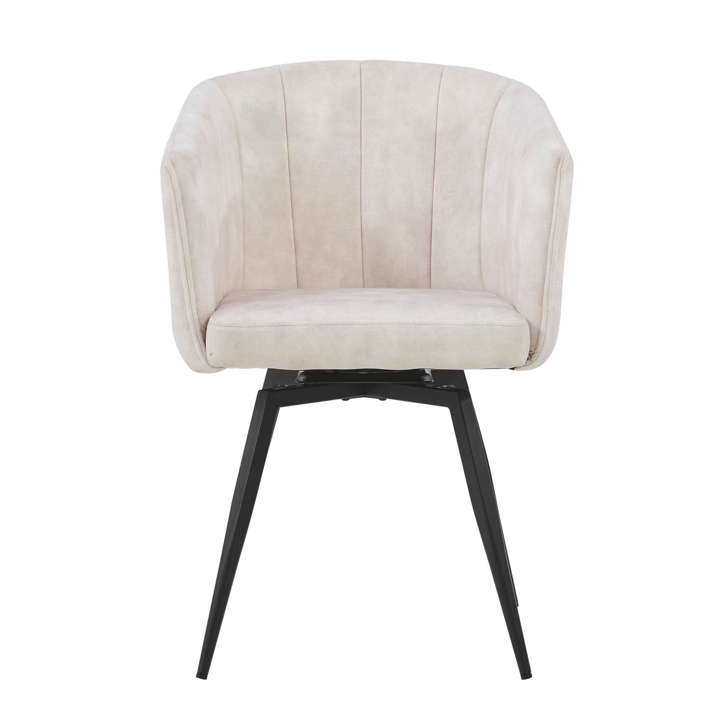 Chaise de salle à manger Arlo en velours crème avec pieds pivotants noirs
