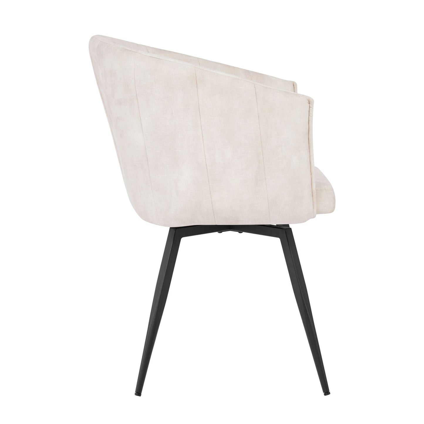 Chaise de salle à manger Arlo en velours crème avec pieds pivotants noirs