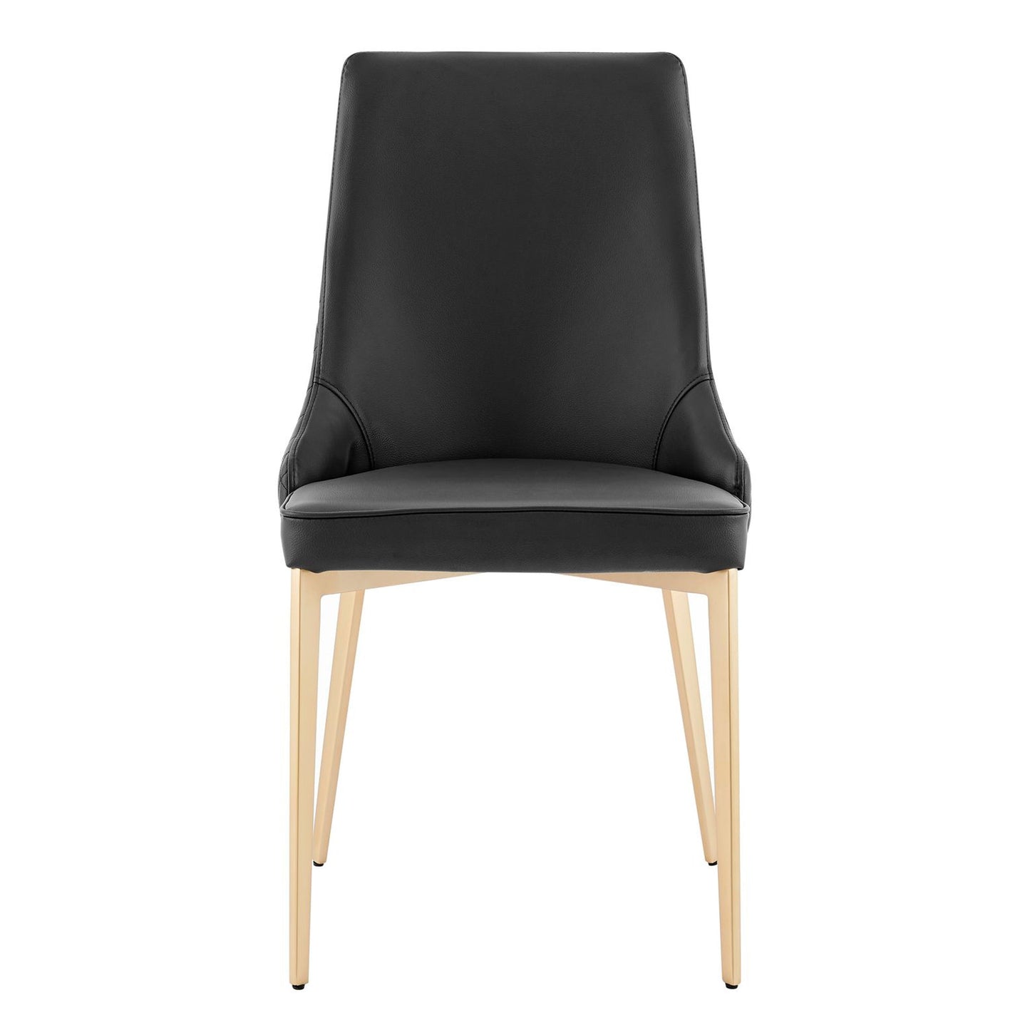 Chaise de salle à manger noire Jade en similicuir avec pieds dorés