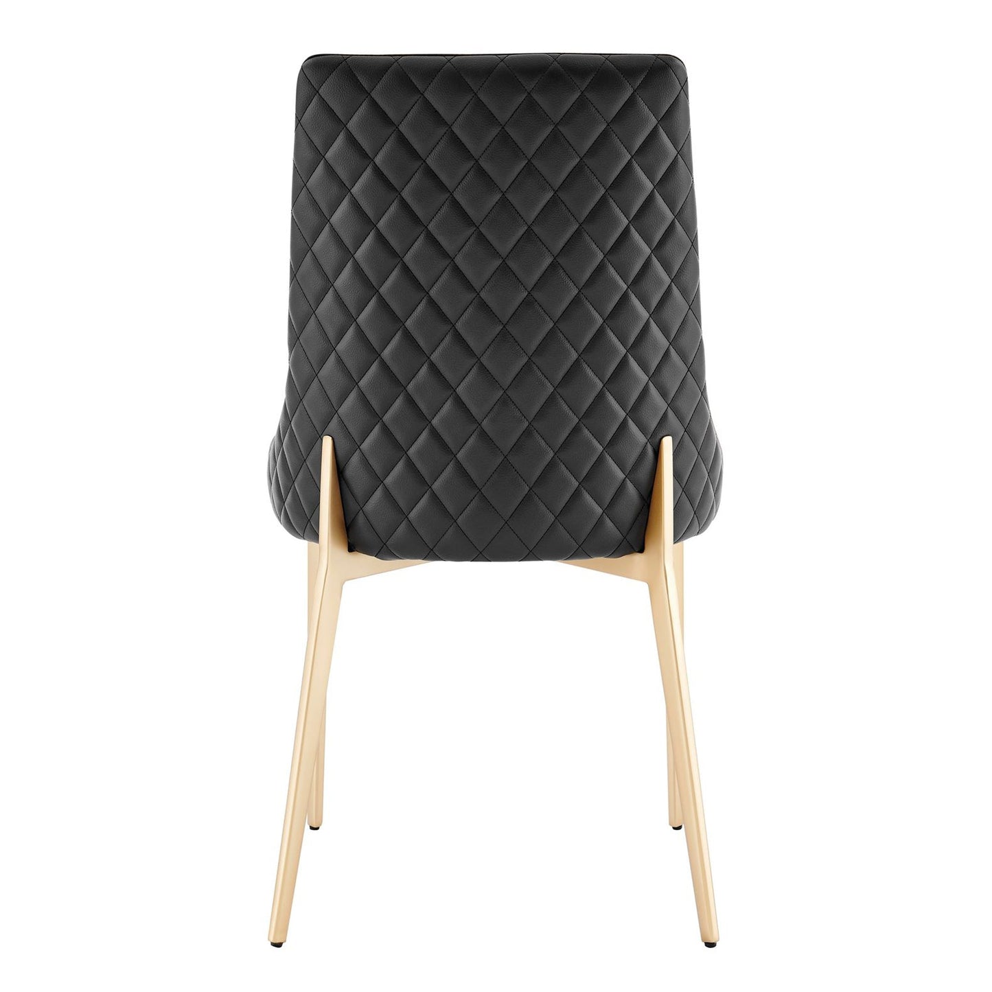 Chaise de salle à manger noire Jade en similicuir avec pieds dorés
