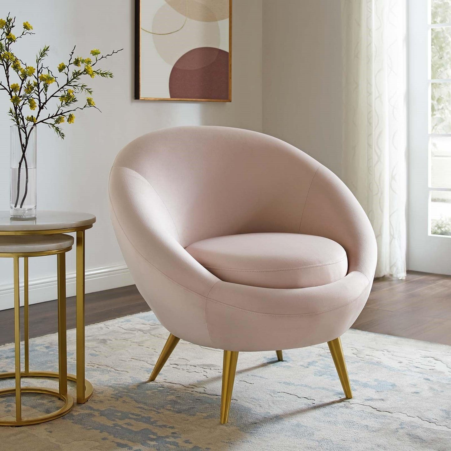 Fauteuil d'appoint en velours Circa rose