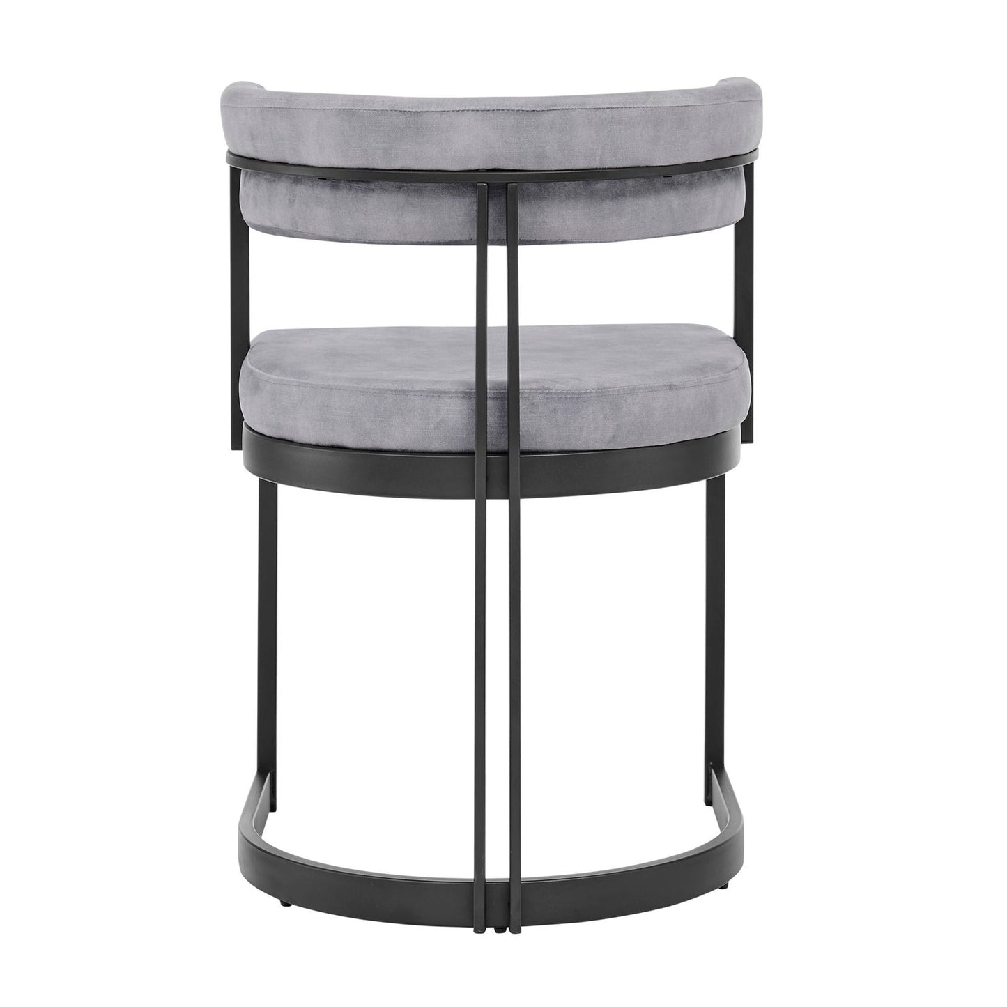 Chaise de salle à manger incurvée Mia en velours gris et cadre noir