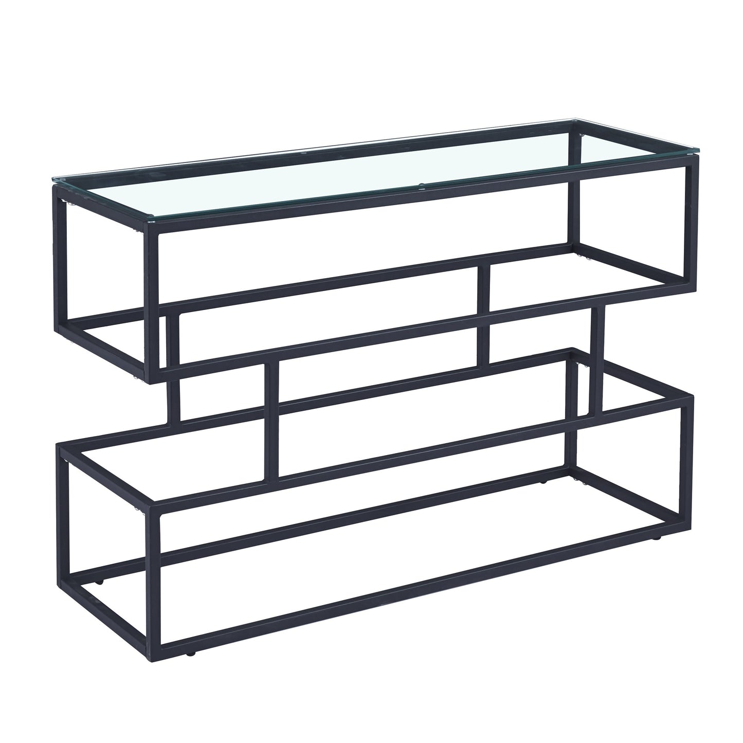 Console Lina en verre transparent avec cadre noir mat