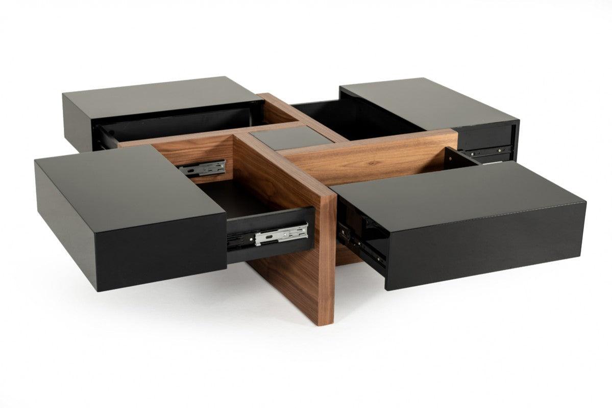 Table basse moderne Malibu noire et noyer