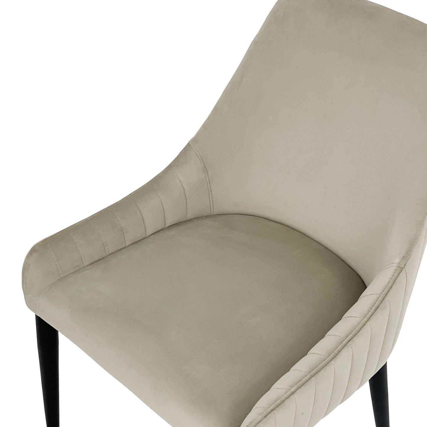 Chaise de salle à manger Vera en velours beige avec pieds noirs