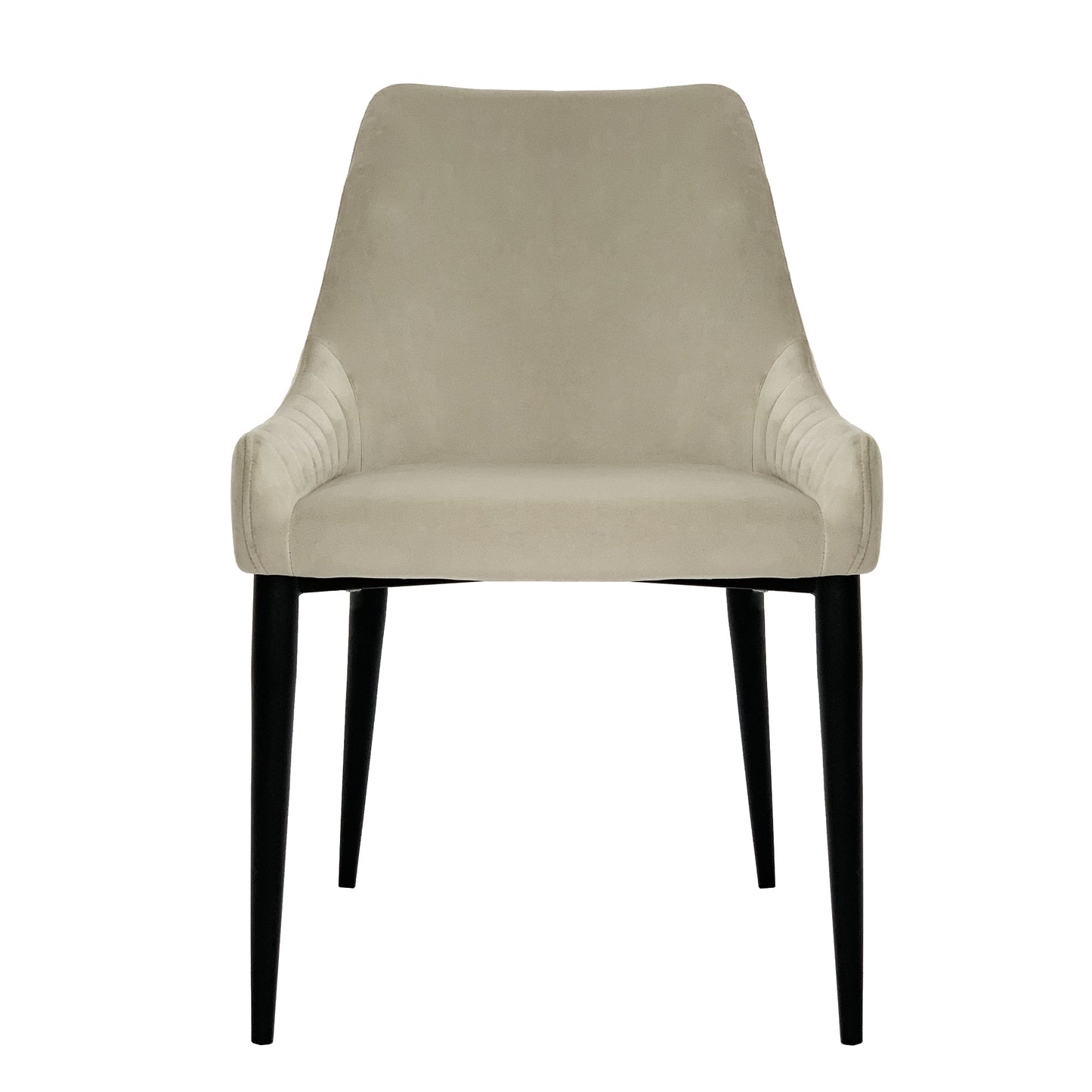 Chaise de salle à manger Vera en velours beige avec pieds noirs