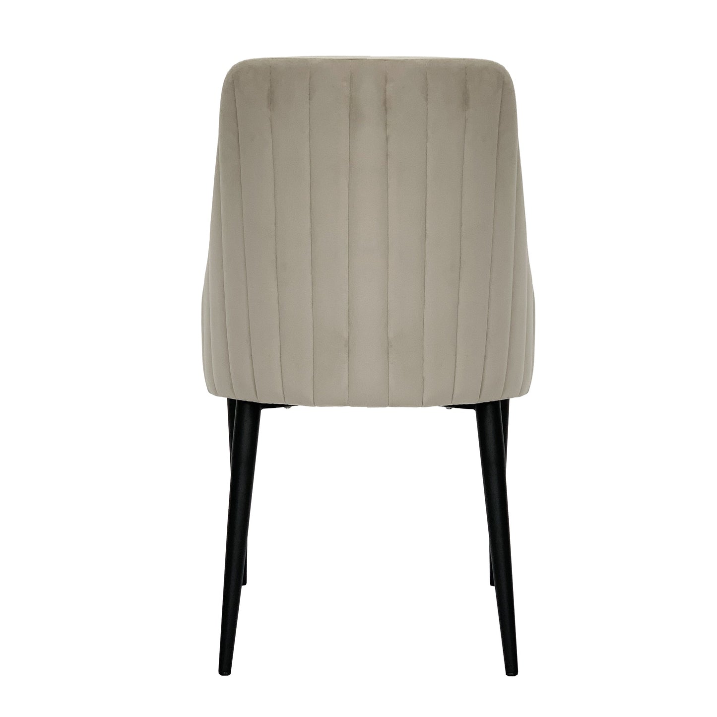 Chaise de salle à manger Vera en velours beige avec pieds noirs