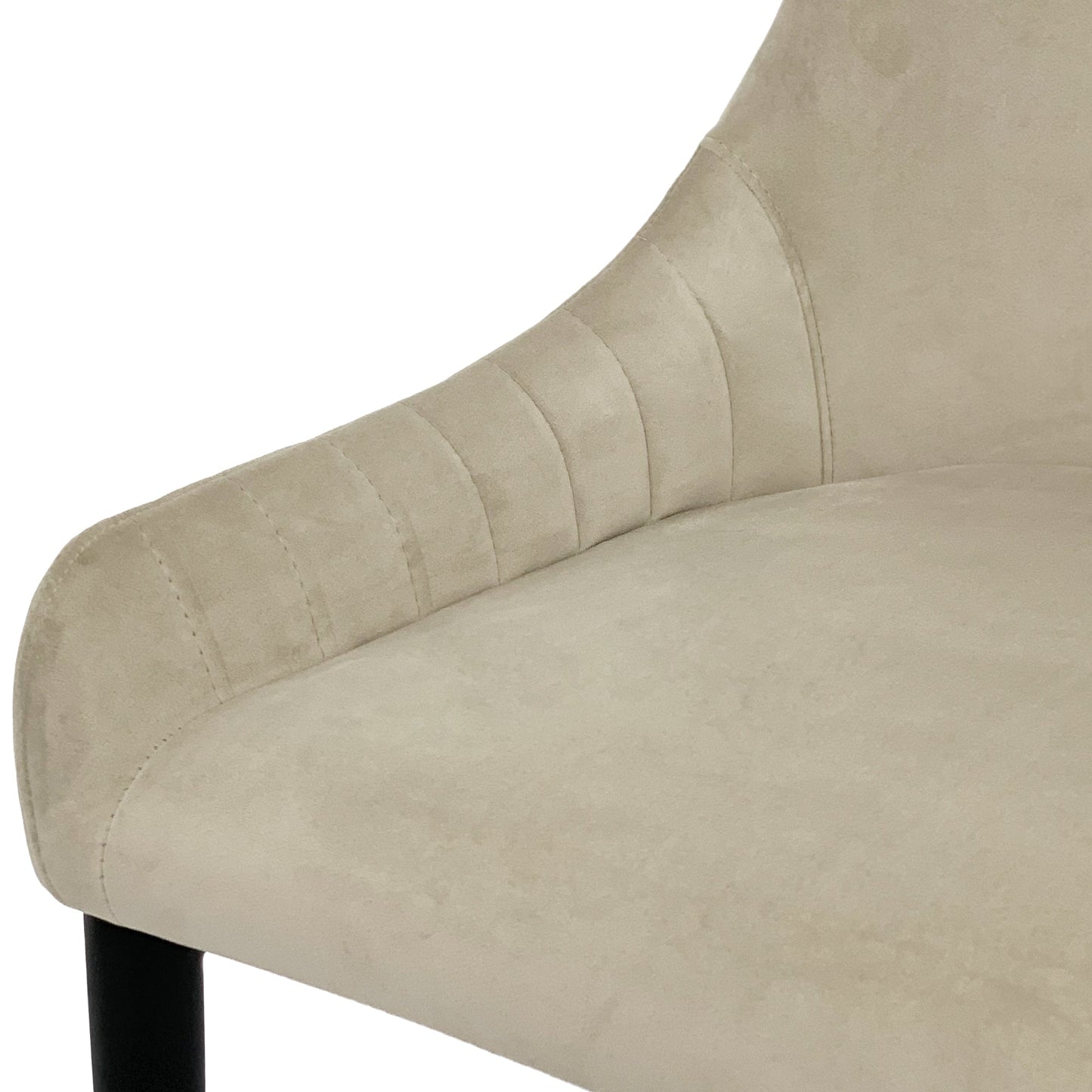 Chaise de salle à manger Vera en velours beige avec pieds noirs