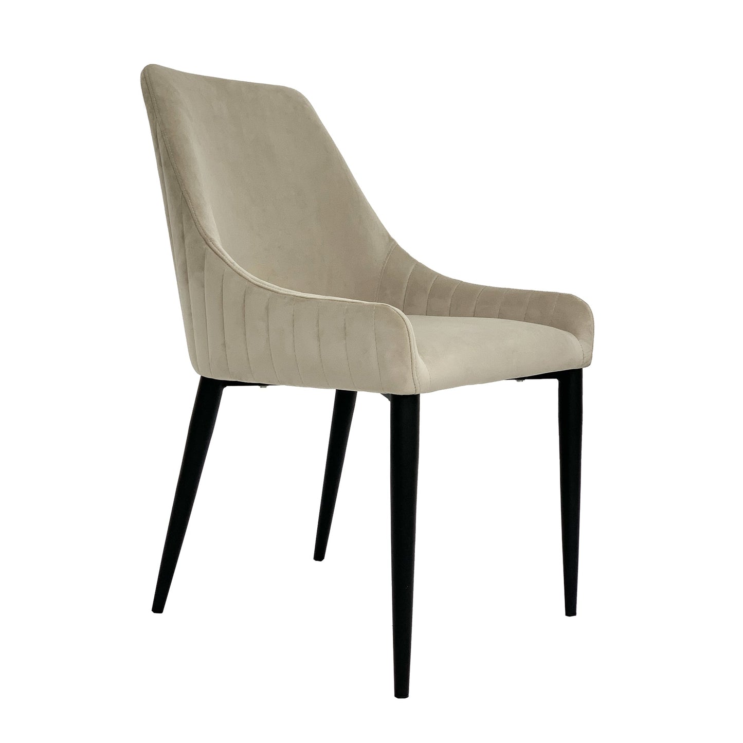 Chaise de salle à manger Vera en velours beige avec pieds noirs