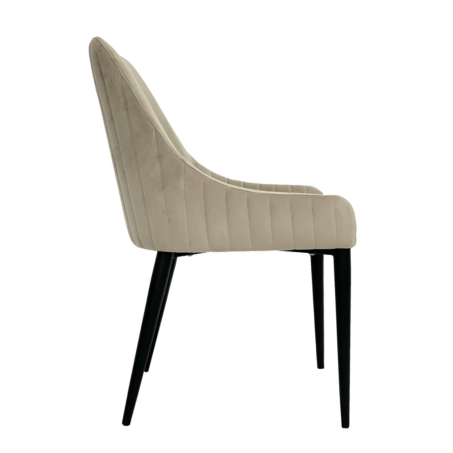 Chaise de salle à manger Vera en velours beige avec pieds noirs