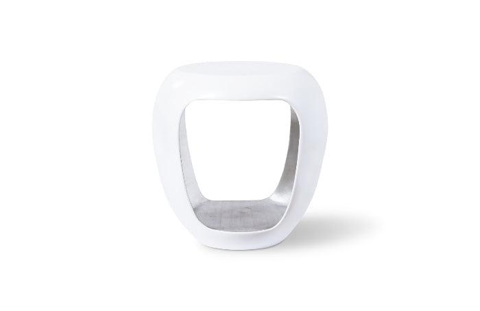 Table d'appoint Grotto Blanc perle et feuille d'argent