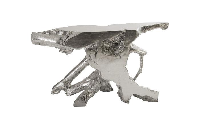 Table console Freeform en feuille d'argent