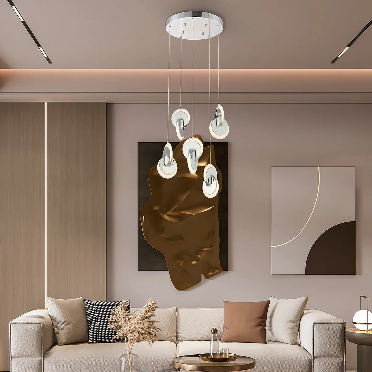 WHEEL 5-LIGHT CHANDELIER
