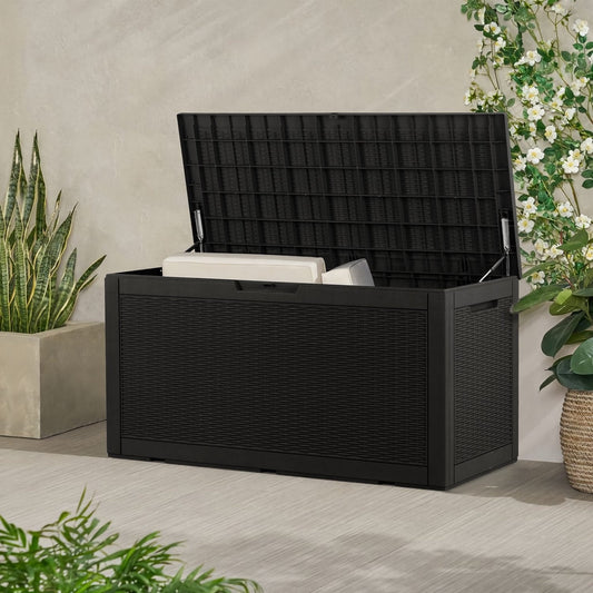 Boîte de rangement extérieure en résine plastique Walnew de 100 gallons