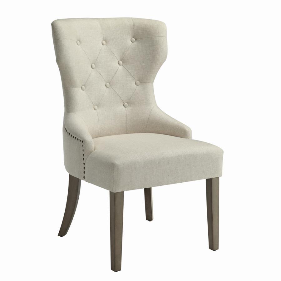 Chaise de salle à manger rembourrée et capitonnée Ben beige