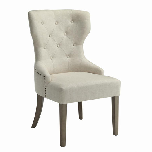 Chaise de salle à manger rembourrée et capitonnée Ben beige