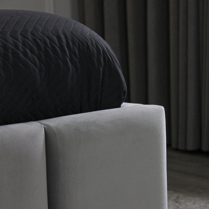 Lit ottoman de rangement rembourré gris clair Imogen