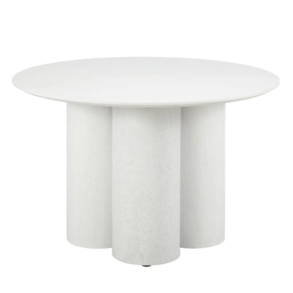 Table à manger ronde en bois blanc Marco avec base en bois blanc