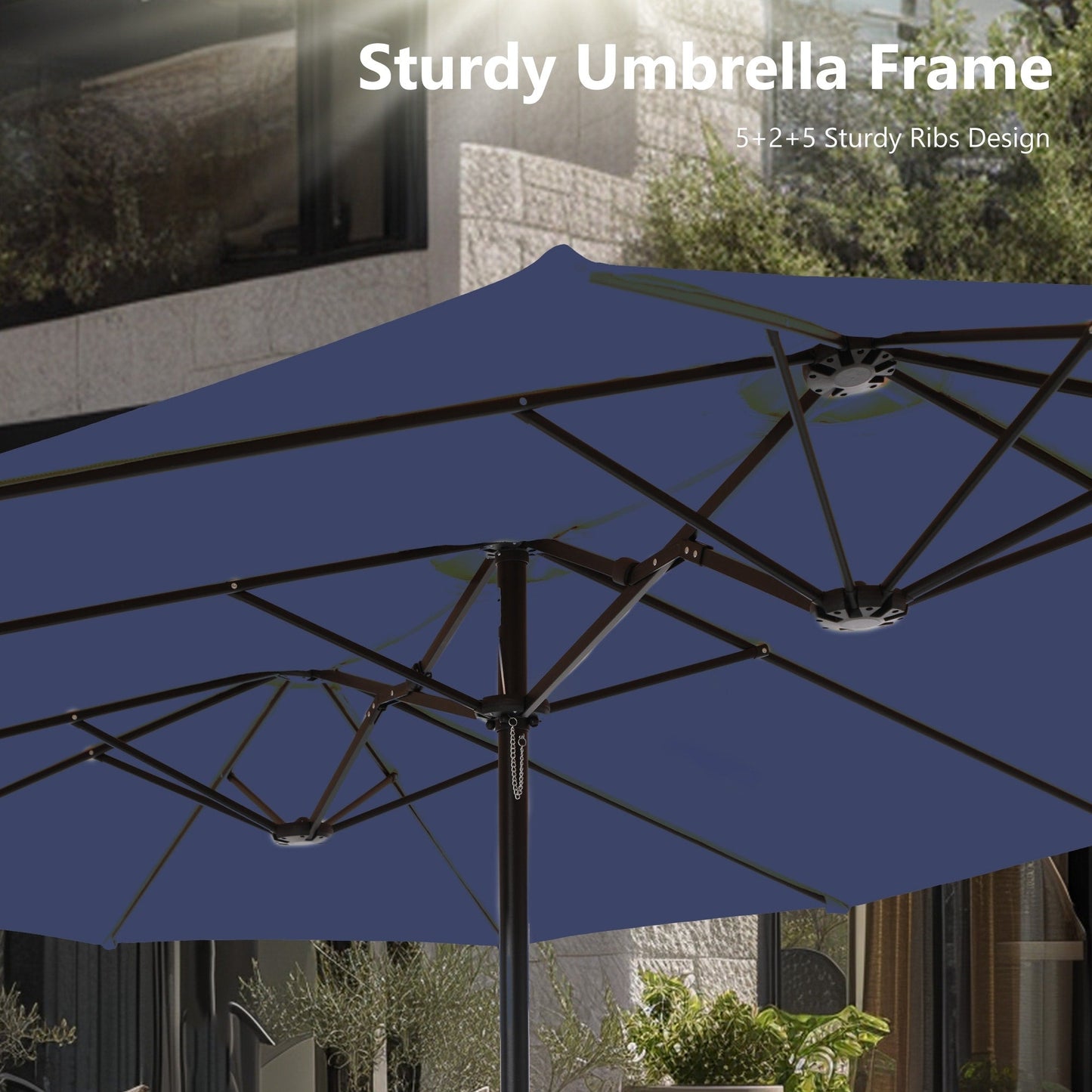 Parasol double extra large de 15 pieds pour patio double face de MAISON ARTS avec base incluse