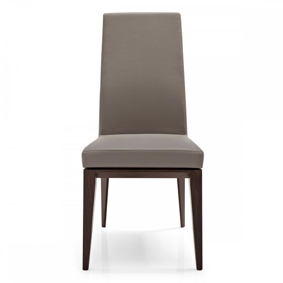 Chaise de salle à manger Bess CS1294 D04 Esprit en cuir taupe avec pieds en bois finition graphite P132