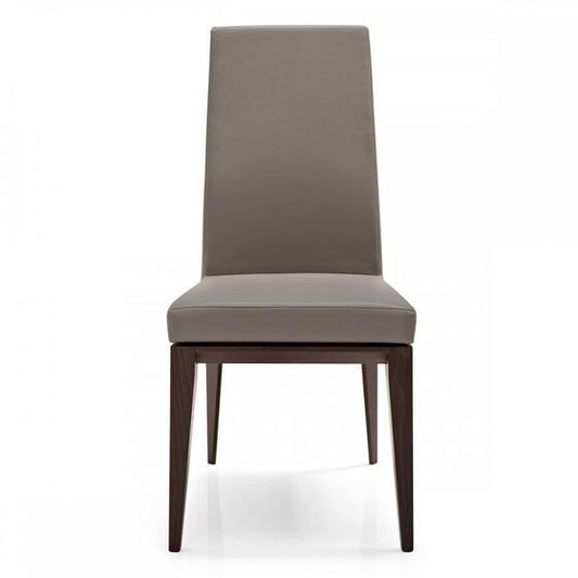 Chaise de salle à manger Bess CS1294 D04 Esprit en cuir taupe avec pieds en bois finition graphite P132