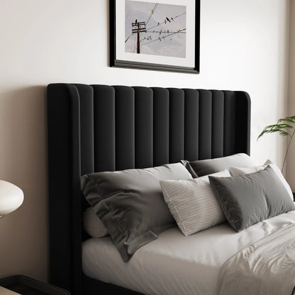 Lit coffre ottoman en velours noir Maddison
