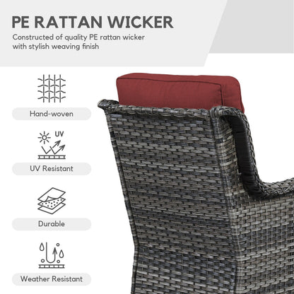 Fauteuil à bascule pivotant d'extérieur Gymojoy 3 pièces en osier avec coussin et table