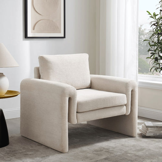 Fauteuil d'appoint Willow incurvé en chenille crème