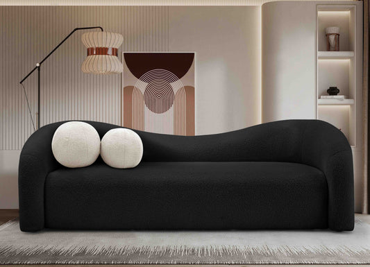 Canapé en tissu peluche imitation peau de mouton Mali noir 86 po