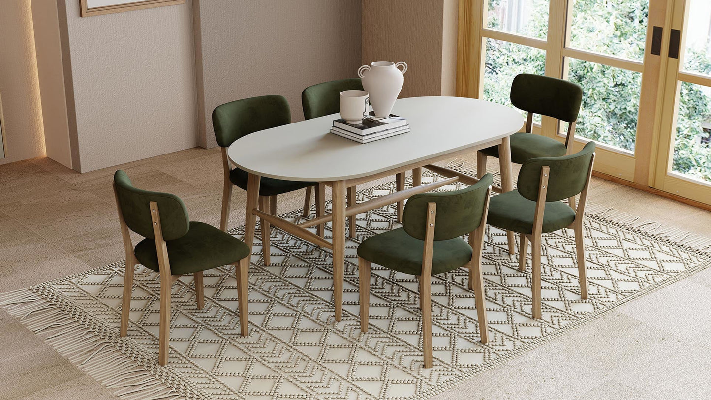 Table à manger à cadre fixe avec pieds en bois