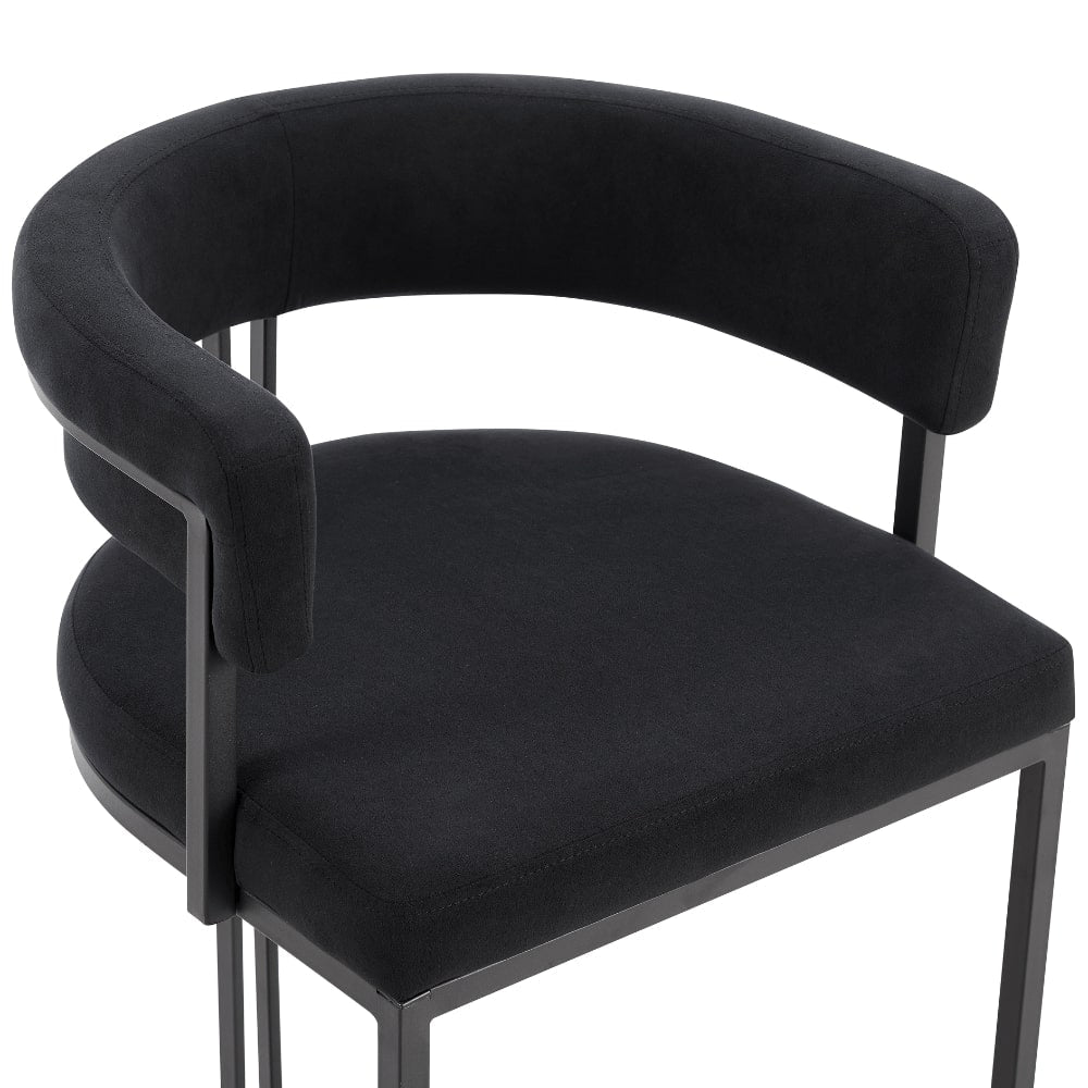 Chaise de salle à manger incurvée Mia en velours noir et cadre noir