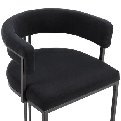 Chaise de salle à manger incurvée Mia en velours noir et cadre noir