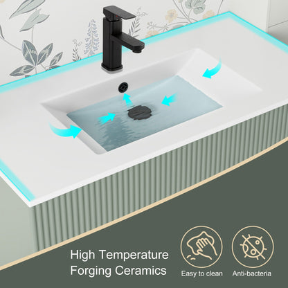 Ensemble de meuble-lavabo Wavy Line 30/36/48 avec lavabo et robinet