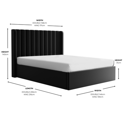 Lit coffre ottoman en velours noir Maddison