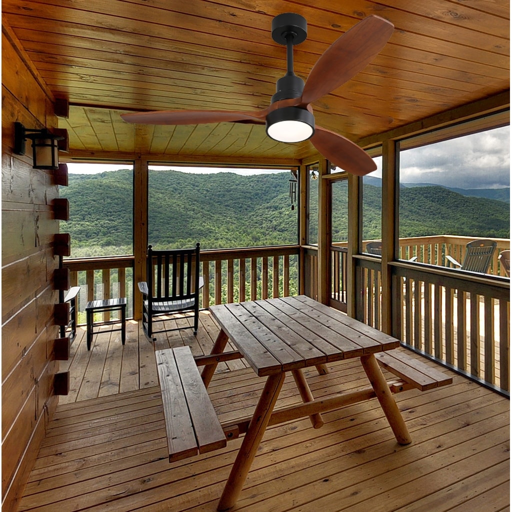 Ventilateur de plafond à LED intégré 48 et 52 pouces avec lumière et télécommande, moteur CC réversible