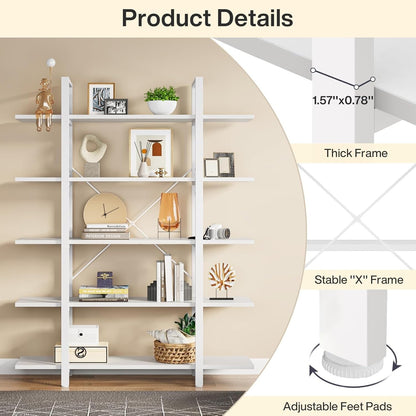 Bibliothèque à 5 niveaux, style industriel vintage