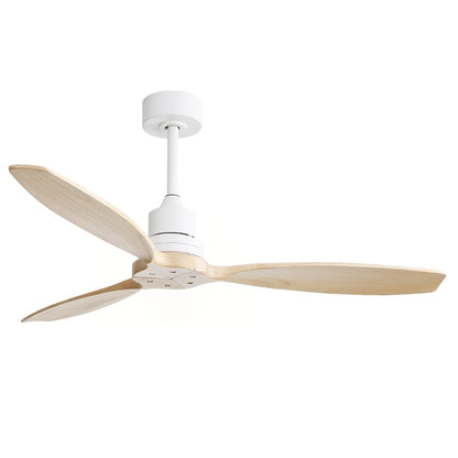 Ventilateur de plafond moderne en bois massif/ABS de 52 pouces avec télécommande (sans lumière), 6 vitesses de vent, flux d'air réversible