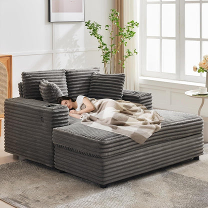 Canapé-lit rembourré de 54 pouces avec oreillers et accoudoirs Chaise de café surdimensionnée d'intérieur Canapé-lit confortable en velours côtelé