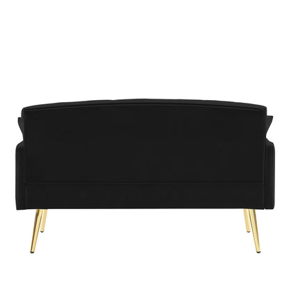 Canapé 2 places en velours 55,5 avec 2 coussins, design contemporain et montage facile