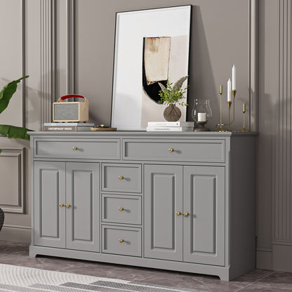 Buffet blanc laqué de 59,1 pouces, style contemporain et moderne du milieu du siècle