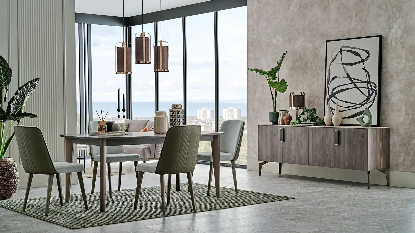 Table à manger fixe Piero - 180 cm - Marron foncé