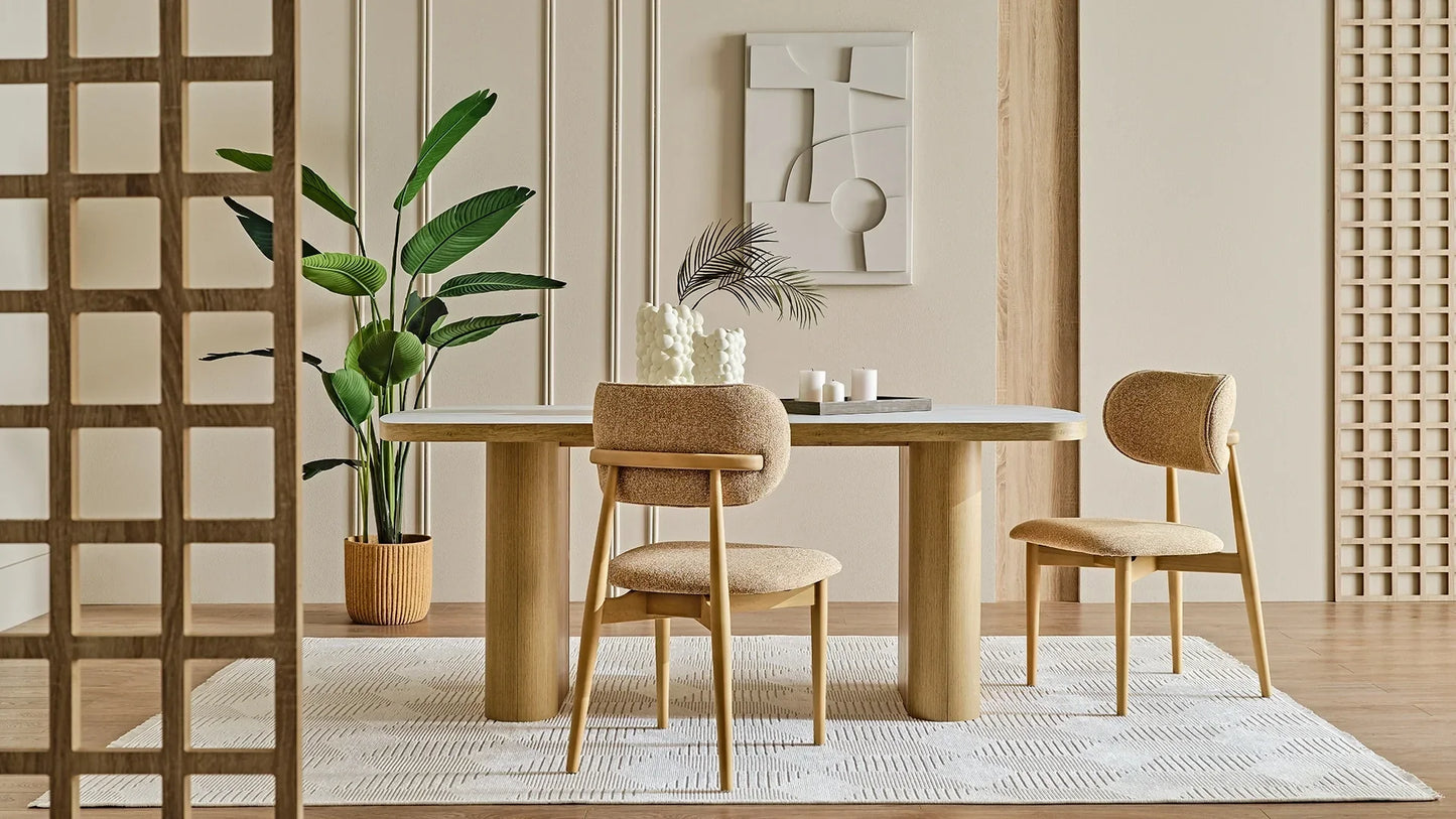 Table à manger fixe LEGNA - Motif marbre - 180x100 cm