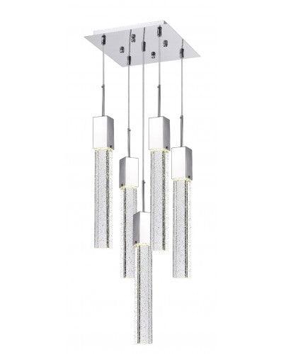 KAY - CASCADE DE LUMIÈRE LED - PENDENTIFS CARRÉS EN CRISTAL